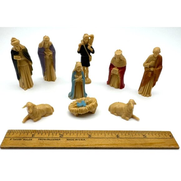 Vintage Merrilite Christmas Nativity Set 9 Pc Baby Jesus Hand Decorated 1985 - Picture 5 of 8